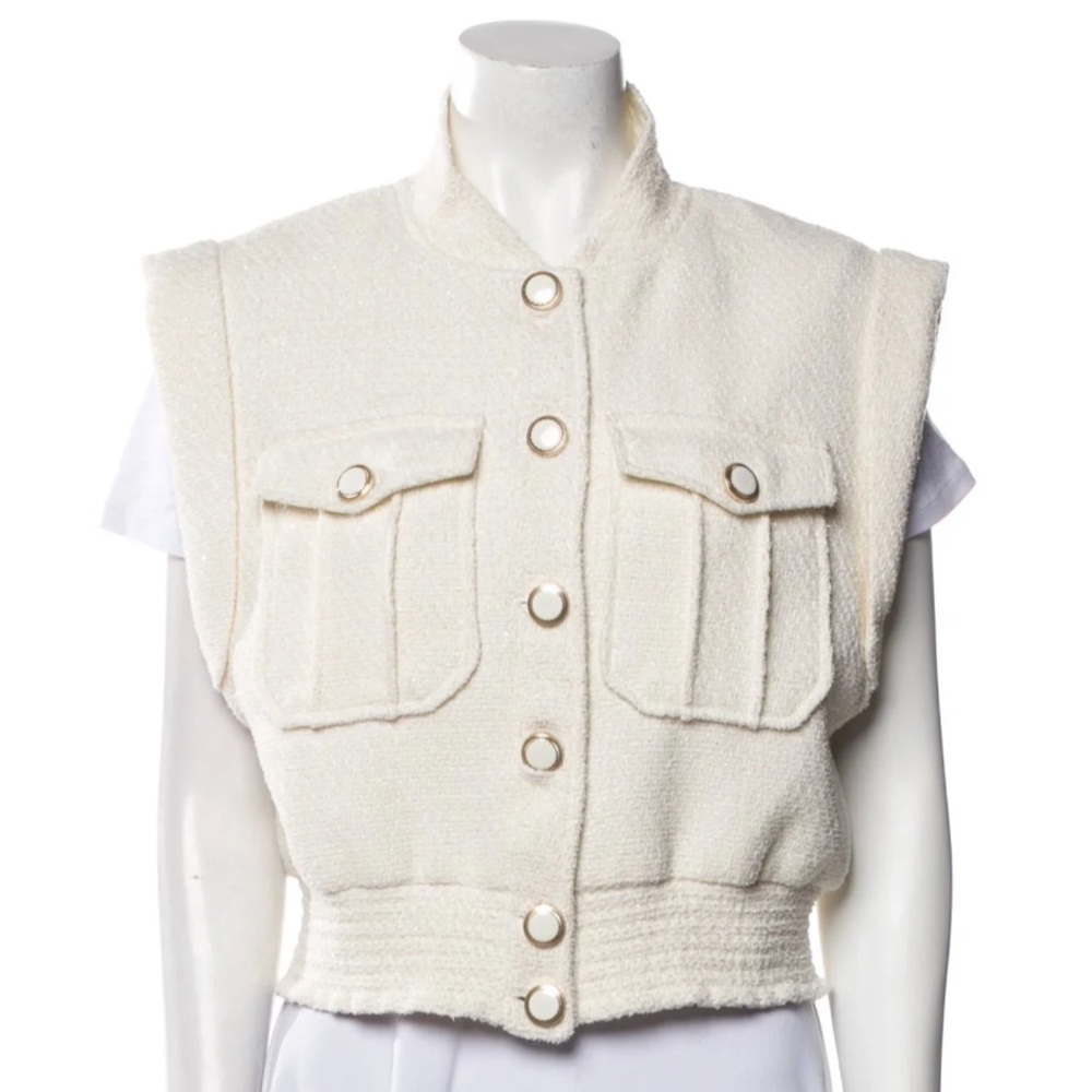 Christian Lacroix Boucle’ Tweed Crop Vest Sleeveless Jacket Intermix $395